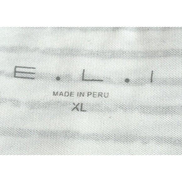 E.L.I Tunic Top XL Black White Stripes Long Sleeve V-Neck Buttons Arms Slits - Picture 3 of 15